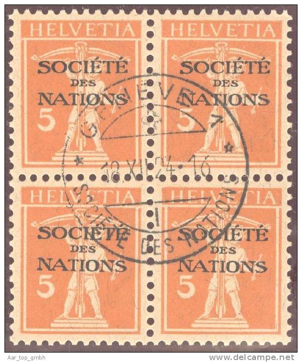 Schweiz ÄMTER SDN 1924-12-12 Genève 1 Viererblock Zu#1 Zentrisch - Servizio