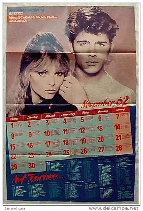 Poster Gruppe Hubert Kah  -  Rückseitig "Grease 2" Mit Kalender  -  Ca. 75 X 49 Cm  -  Von Popcorn Ca. 1982 - Posters