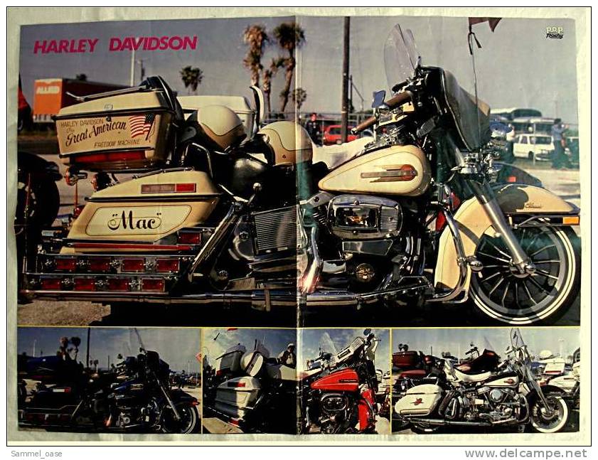 Motorrad Poster :  Harley Davidson  -  Rückseite : Bob Marley  -  Ca. 1982 Aus Der Pop-Rocky - Moto