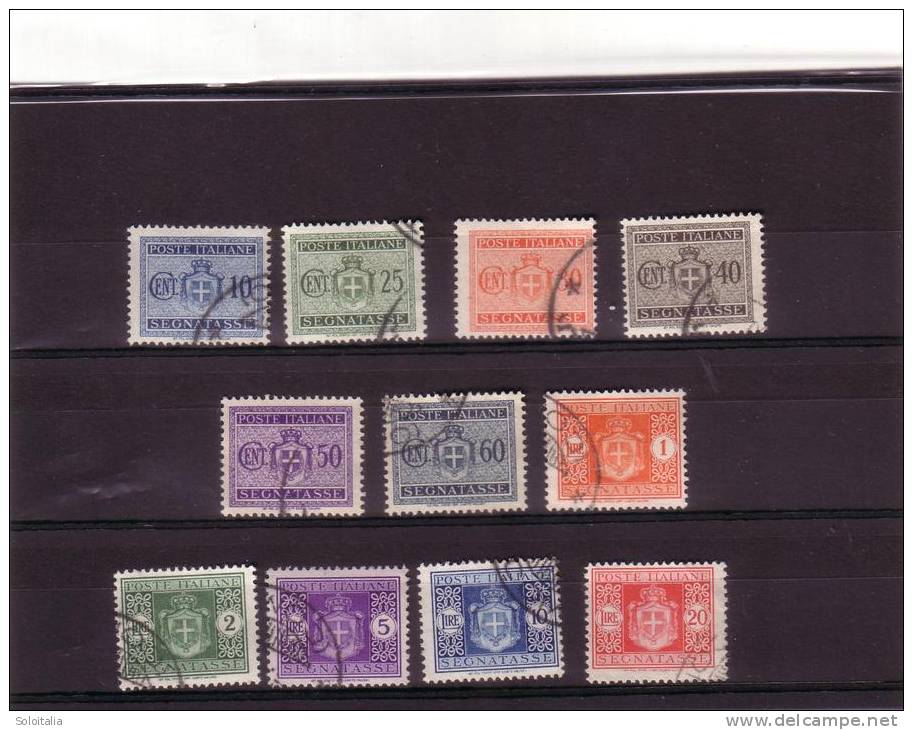 1945  - SEGNATASSE SENZA FASCI FILIGRANA RUOTA La Serie Completa SASS 86/96 - USATO - Taxe