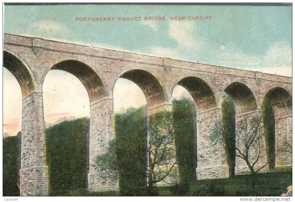 (880) Very OLD UK Postcard  - Carte Tres Ancienne Angleterre - Near Cardiff - Viaduct - Cardiganshire