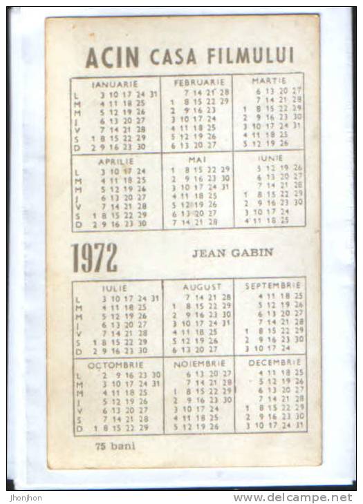 Romania-1972 Greeting Card Calendar With French Actor Jean Gabin Film-2/scans - Tamaño Pequeño : 1971-80