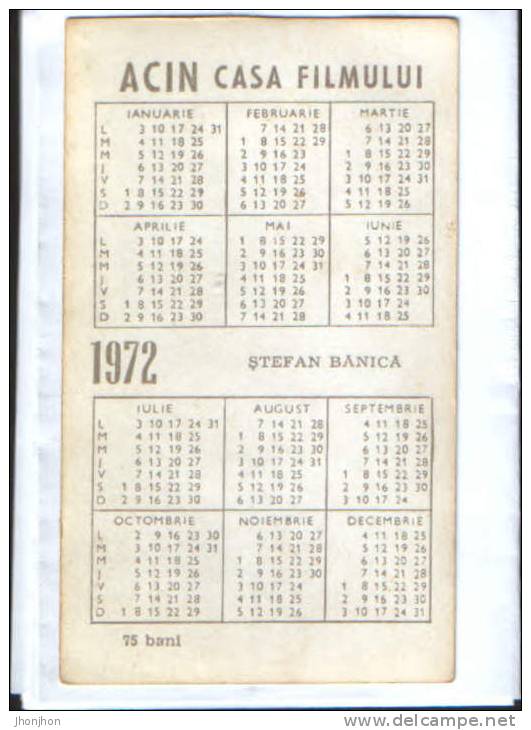 Romania-1972 Greeting Card Calendar With Romanian Comedy Actor Stefan Banica Film-2/scans - Small : 1971-80