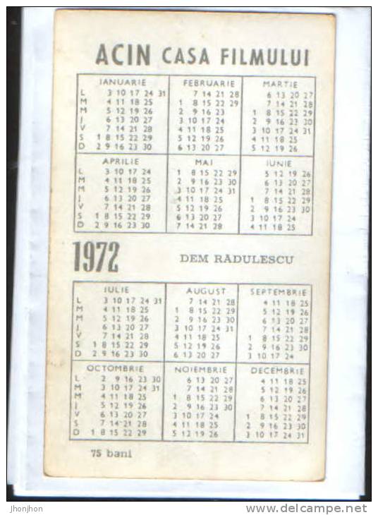 Romania-1972 Greeting Card Calendar With Romanian Comedy Actor Dem Radulescu Film-2/scans - Tamaño Pequeño : 1971-80