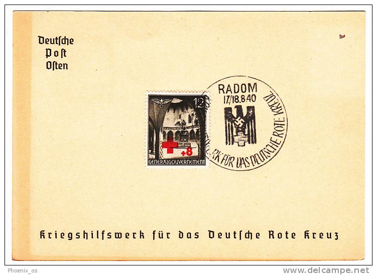 POLAND - Radom, WW II Genaralgouvernement, Post Card, Red Cross, Rote Kreuz, Year 1940 - Generalregierung