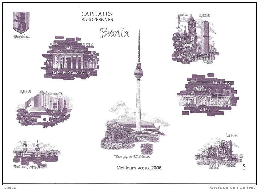 Capitales Européennes - Berlin - Fac Similé Du Bloc De Timbres-poste - Voeux De Le Poste - Documents De La Poste