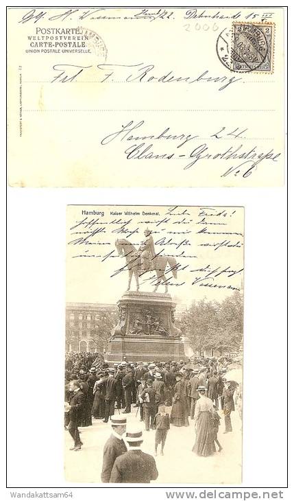 AK 72 Hamburg Kaiser Wilhelm Denkmal. 22.9.03. 7-8 V. HAMBURG * 22 A Nach HAMBURG * 24 - Altona