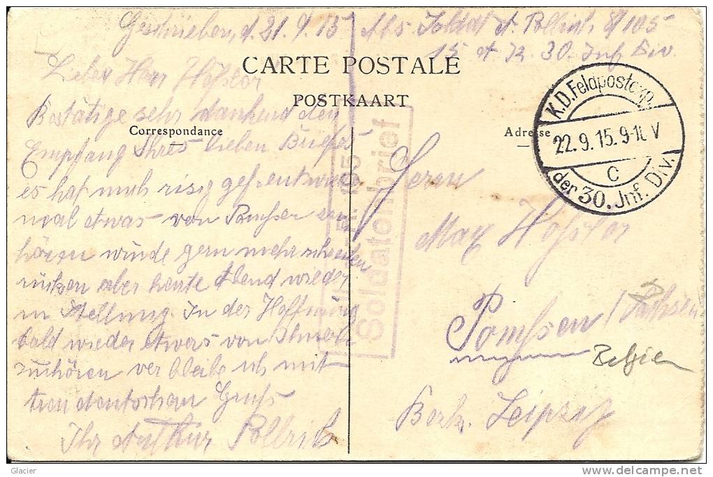 MENIN - Rue De Lille - Duitse Feldpost 1915 - Menen