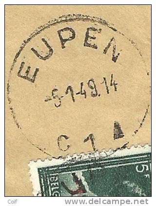 711+724T (-10%)+467 Op Brief Aangetekend Met Stempel EUPEN 1 (Oostkanton - Canton De L´est)  (VK) - 1946 -10%