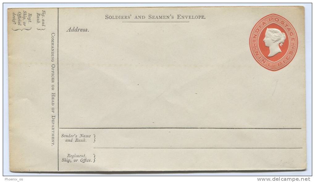 INDIA - Soldiers And Seamens Envelope, Unused - Military Service Stamp