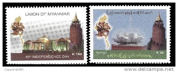 (047) Myanmar / Burma / Birmanie   Independence / Unabhämgigkeit  ** / Mnh  Michel 382-83 - Burma (...-1947)