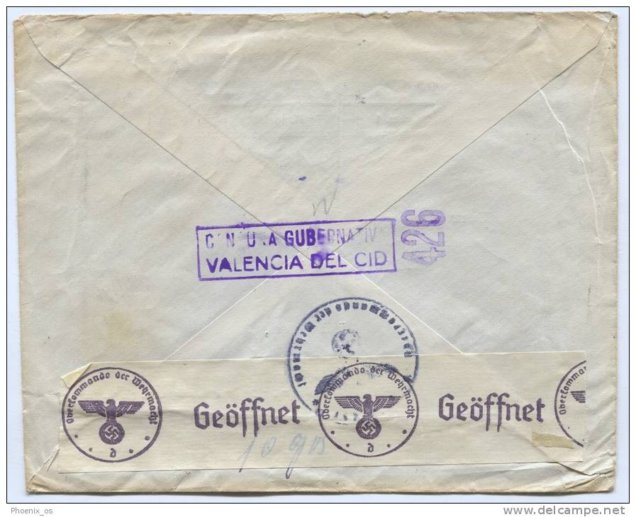 Spain, WW2 - VALENCIA, 1944. Germany Military Censorship, Air Mail - Military Service Stamp