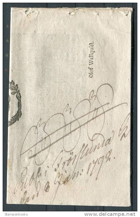 1790 Sweden Kronopost Crownpost Crown Coil Letter Förfilateli Kronoslingor To Frösunda - ... - 1855 Prephilately