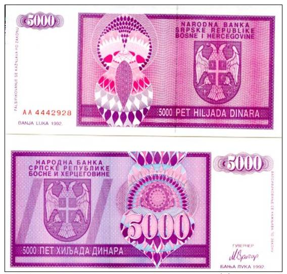 BOSNIA 5.000 Dinars 1992  *UNC* P-138 - Bosnien-Herzegowina