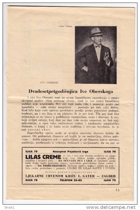 ACTOR IVO OBERSKI POSTCARD AUTOGRAPH, LETTER AND TEXT FROM NEWSPAPER - Actors