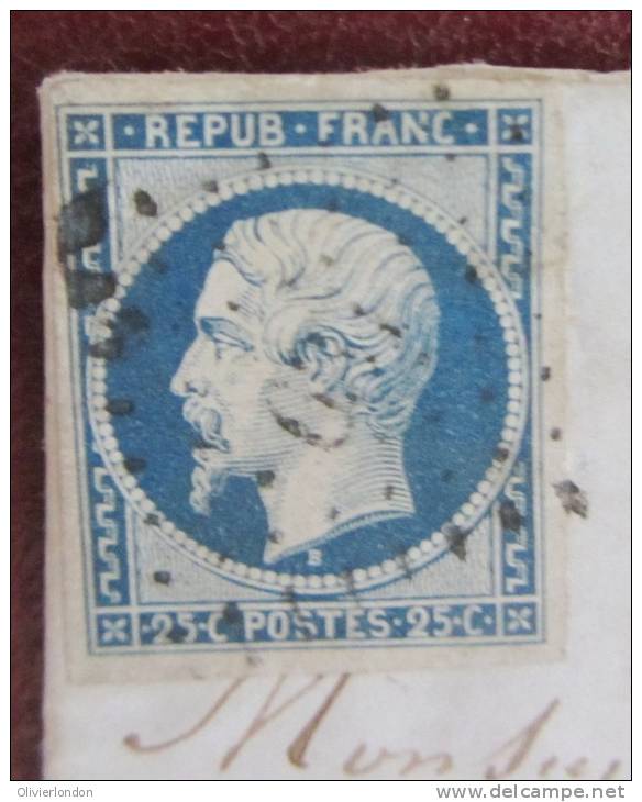 12 Jan 54 - Y&T 10 - 25c Napoleon Republique TB Sur Lettre  Losange Petit Chiffre Pour Paris - Mini 80euros - 1852 Louis-Napoléon