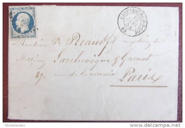 12 Jan 54 - Y&T 10 - 25c Napoleon Republique TB Sur Lettre  Losange Petit Chiffre Pour Paris - Mini 80euros - 1852 Louis-Napoléon