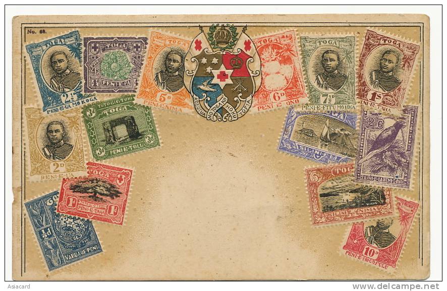 Tonga Toga Stamp Card Embossed Carte Philatelique Gaufrée Ottmar Zieher No 68 - Tonga