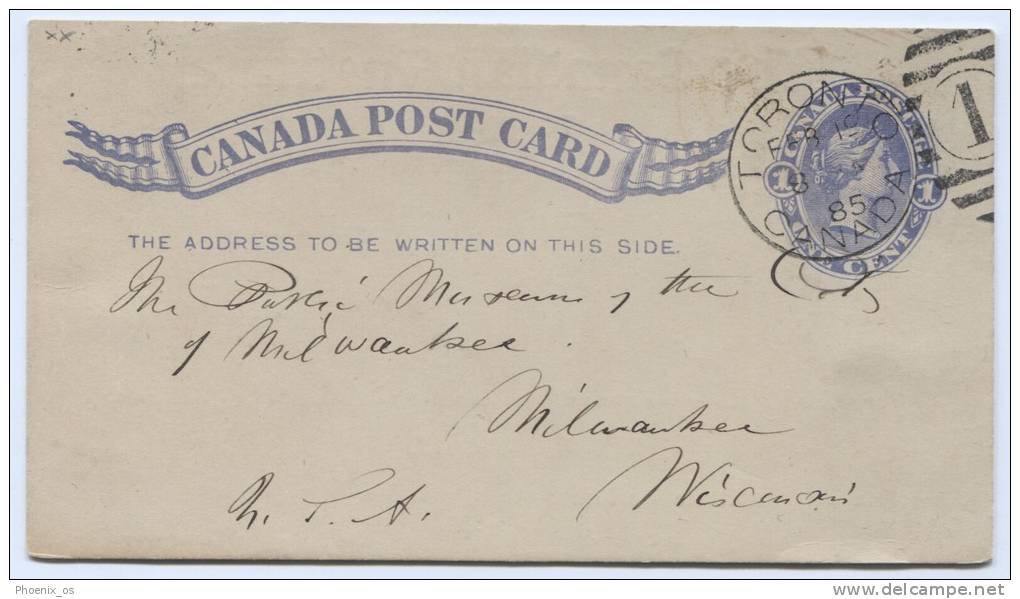 Canada - TORONTO, The Canadian Institute, 1885. Postal Stationery - 1860-1899 Reign Of Victoria