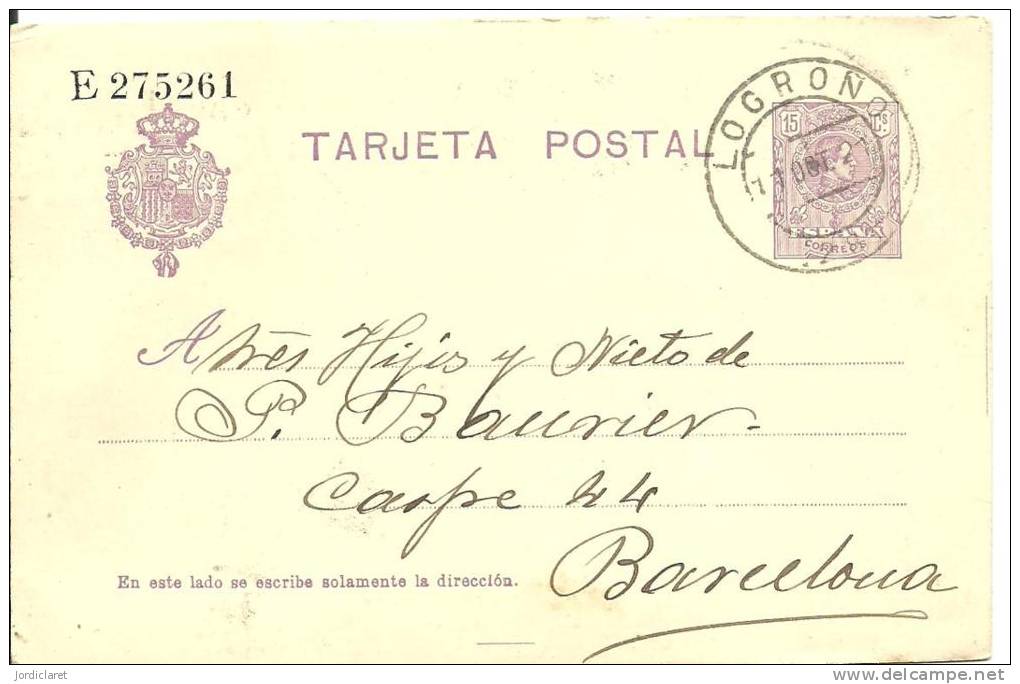 E.POSTAL  LOGROÑO - 1850-1931