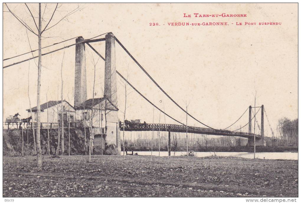 VERDUN-sur-GARONNE.  _  Le Pont Suspendu. Attelages - Verdun Sur Garonne