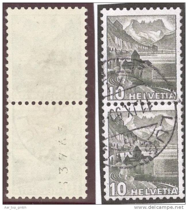 Schweiz Rollenmarke 1948 Zu#286RM Paar Gestempelt Lugano 1950-09-11 - Franqueo