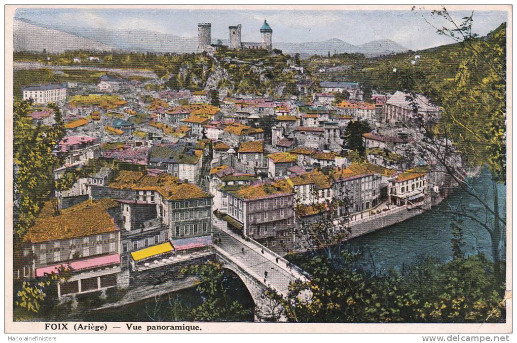 Dép. 09 - FOIX - Vue Panoramique. Colorisée. 1935. Combier - Foix