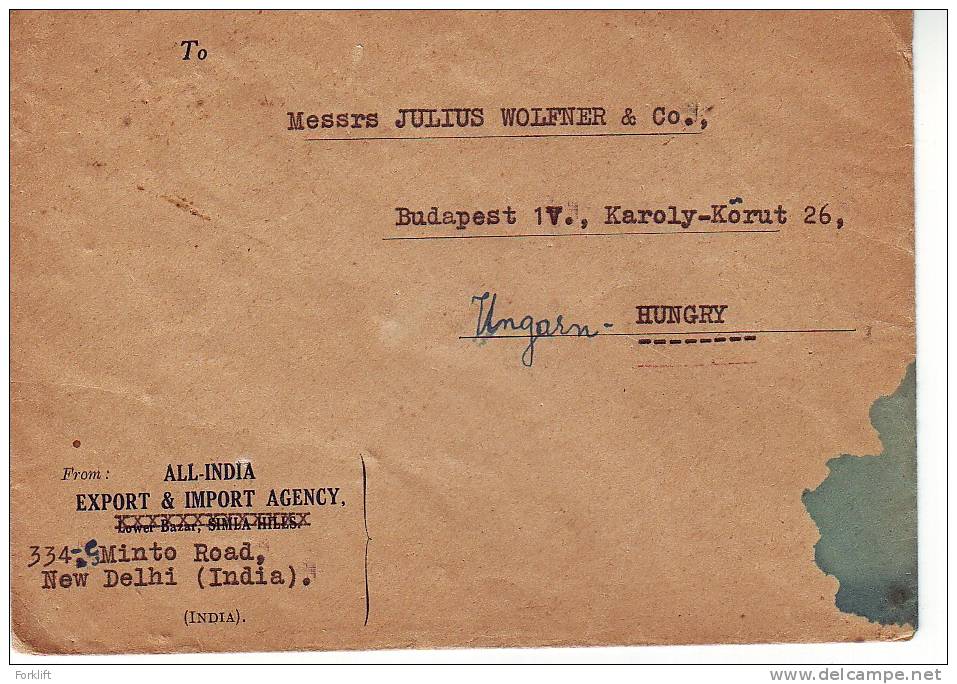 India,1954 Letter To Hungary - Covers & Documents