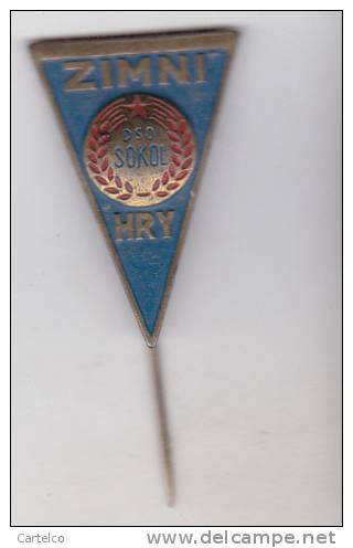 Czechoslovakia Old Sport Pin Badge -Winter Games DSO Sokol - Sports D'hiver