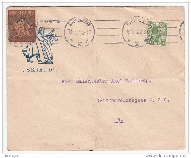 DENMARK - SKJALD, Copenhagen, København, Cover, Year 1917. F. Sangkor - Storia Postale