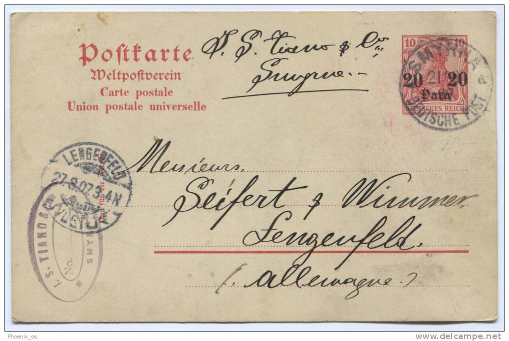 Turkey - SMYRNA, Izmir, 1907. Postal Stationery, Germany Colonial Post - 1837-1914 Smyrne