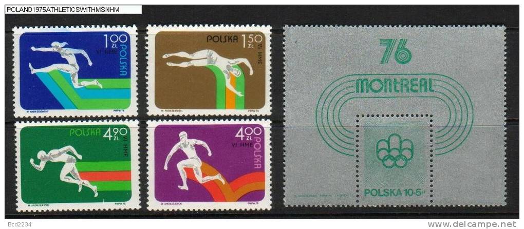 POLAND 1975 6TH EUROPEAN INDOOR ATHLETICS CHAMPIONSHIPS SET OF 4 + MS NHM Hurdles  Running Jumping Sprint - Jumping