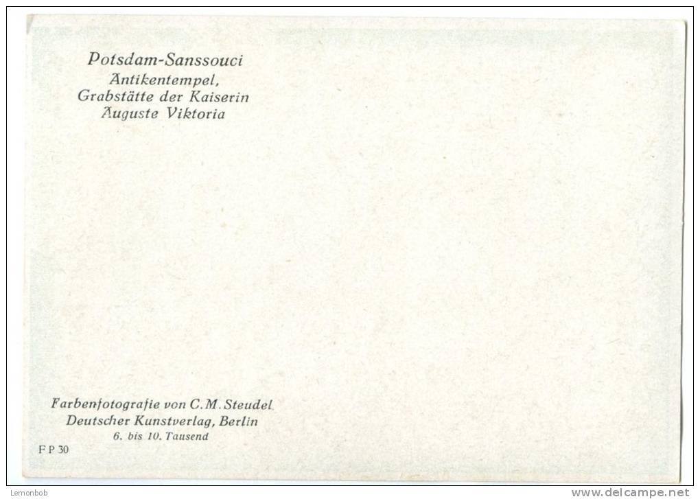 Germany, Potsdam-Sanssouci, Antikentempel, Grabstatte Der Kaiserin Auguste Viktoria, Unused Postcard [13304] - Potsdam