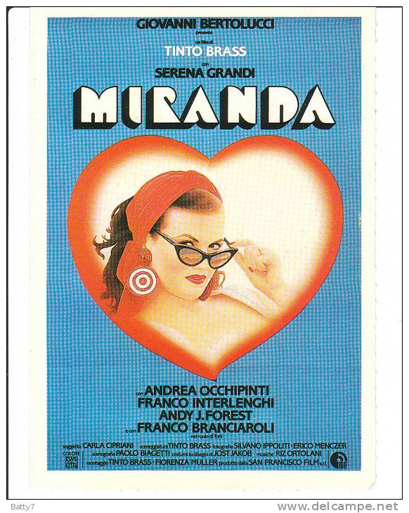 CINEMA CARTONCINO PUBBLICITARIO FILM -  MIRANDA - TINTO BRASS  - DESCRIZIONE SUL RETRO - Pubblicitari