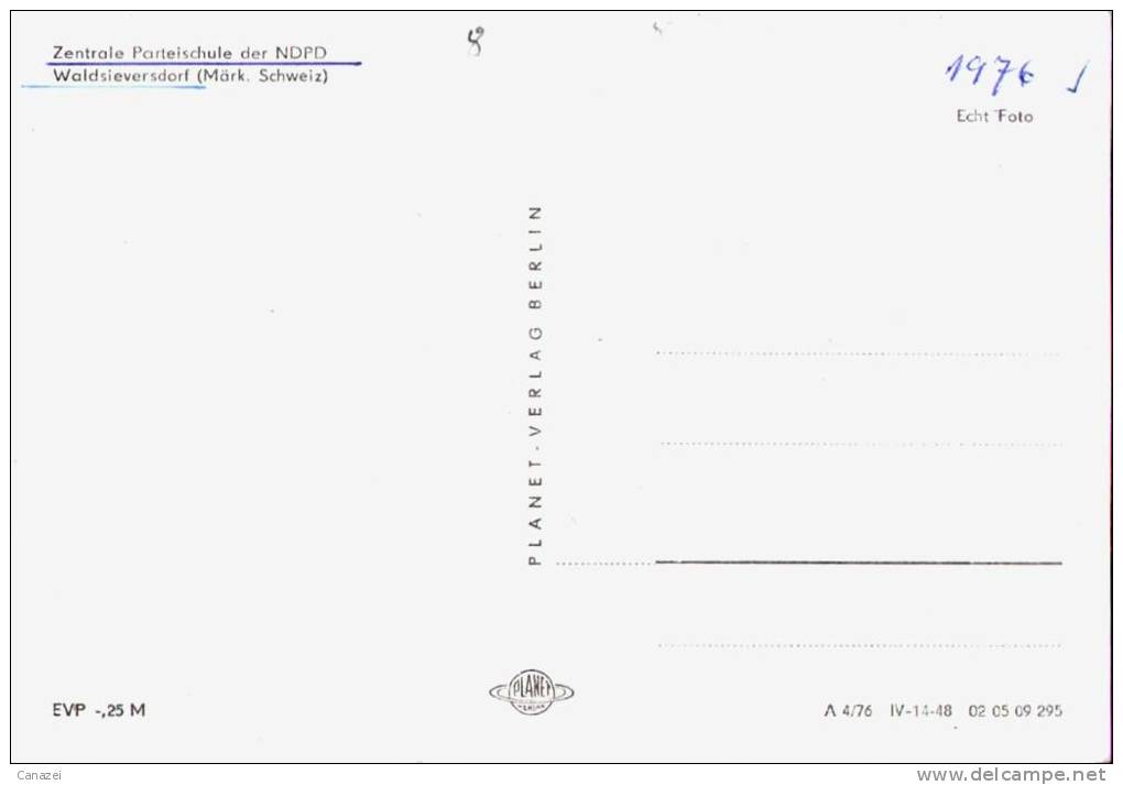 AK Waldsieversdorf, Zentrale Parteischule Der NDPD, Ung, 1976 - Buckow