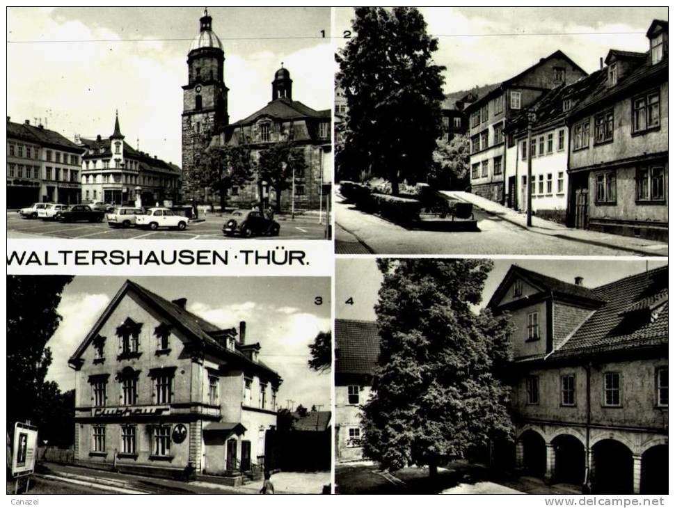AK Waltershausen, Marktplatz, Badegasse, Klubhaus, Schloß Tenneberg, Gel, 1977 - Waltershausen