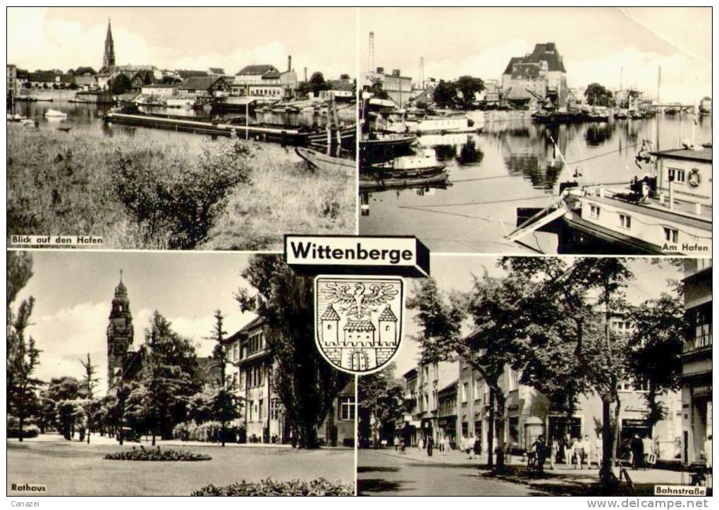 AK Wittenberge: Hafen, Rathaus, Bahnstraße, Gel, 1967 - Wittenberge