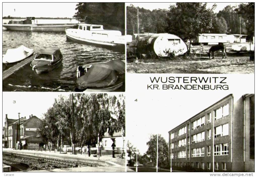 AK Wusterwitz/Kr. Brandenburg, Bahnhof, POS, Campinglitz D/10, Gel, 1985 - Brandenburg