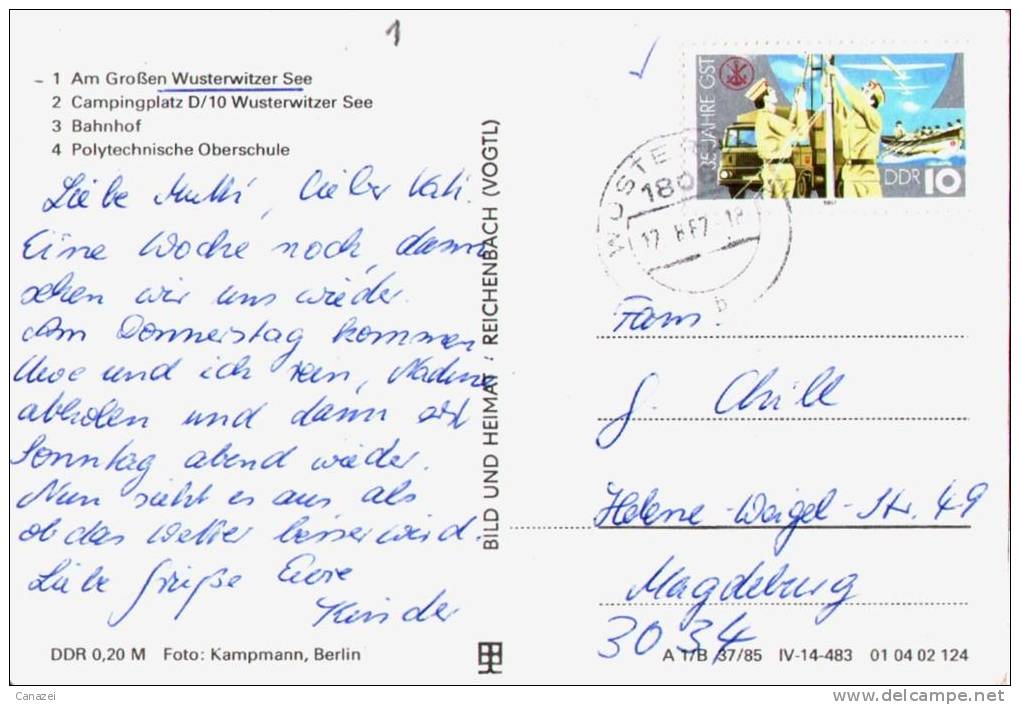 AK Wusterwitz/Kr. Brandenburg, Bahnhof, POS, Campinglitz D/10, Gel, 1985 - Brandenburg