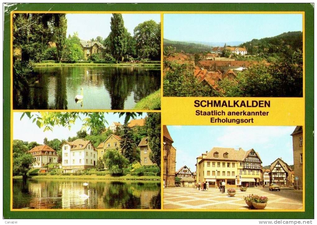 AK Schmalkalden, Neuer Teich, Am Altmarkt, Schloß Wilhelmsburg, Gel, 1981 - Schmalkalden