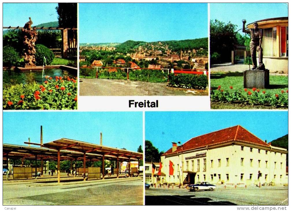 AK Freital, Busbahnhof, Klubhaus Der Edelstahlwerker, Gel, 1979 - Freital