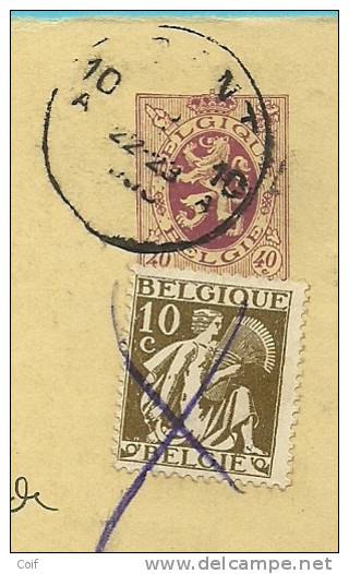 337 Op Postkaart (antwoord), Niet Ontwaard Met Stempel GENT, Maar Ontwaard Met Violet Potlood !!!!  (VK) - 1932 Cérès Et Mercure