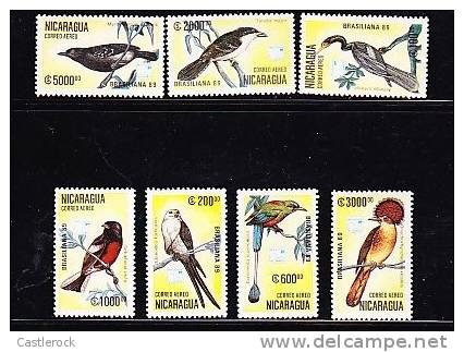 O)1986 NICARAGUA, EXOTIC BIRDS, SET FOR 7, MNH. - Nicaragua