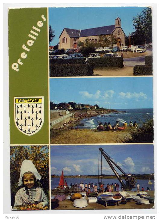 PREFAILLES-1986-Vues Diverses-église,la Plage,pointe St Gildas-LAVAL-forum Du Jouet Et De L´enfant(ours Peluche)-blason - Préfailles