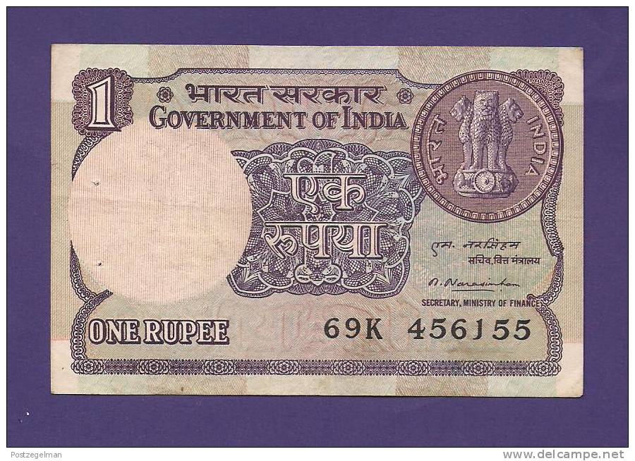 INDIA 1981,  Banknote, USED VF, 1 Rupee Signed Narasinhan Km 78b - Inde