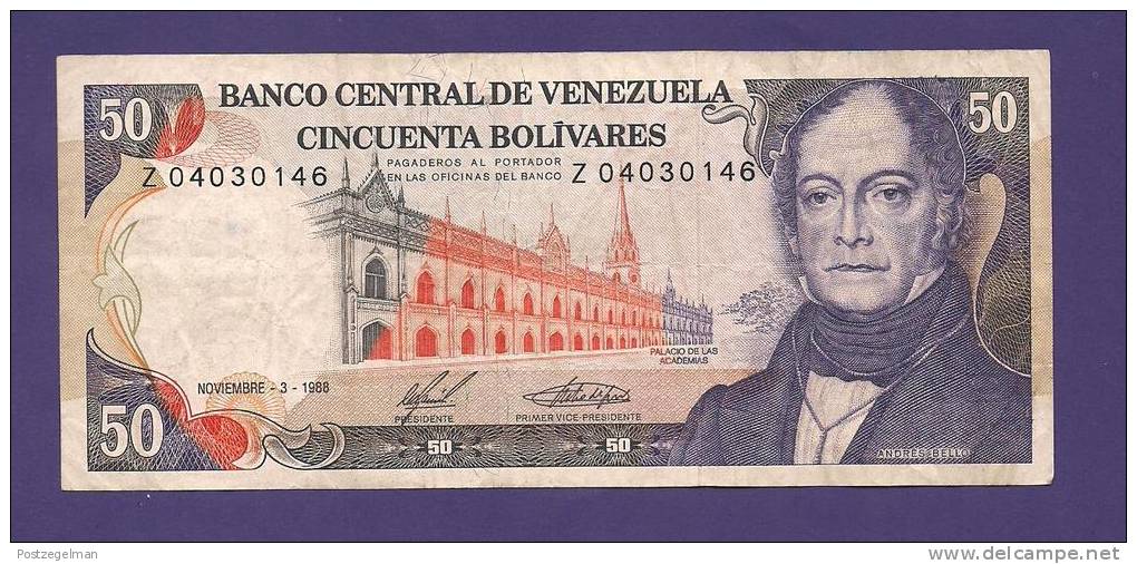 VENEZUELA 1988,  Banknote , USED VF, 50 Bolivares - Venezuela