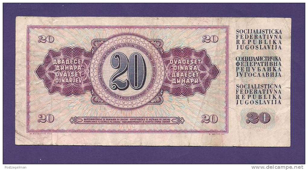 YUGOSLAVIA 1978,  Banknote , USED FINE, 20 Dinara,  Km 88 - Yugoslavia