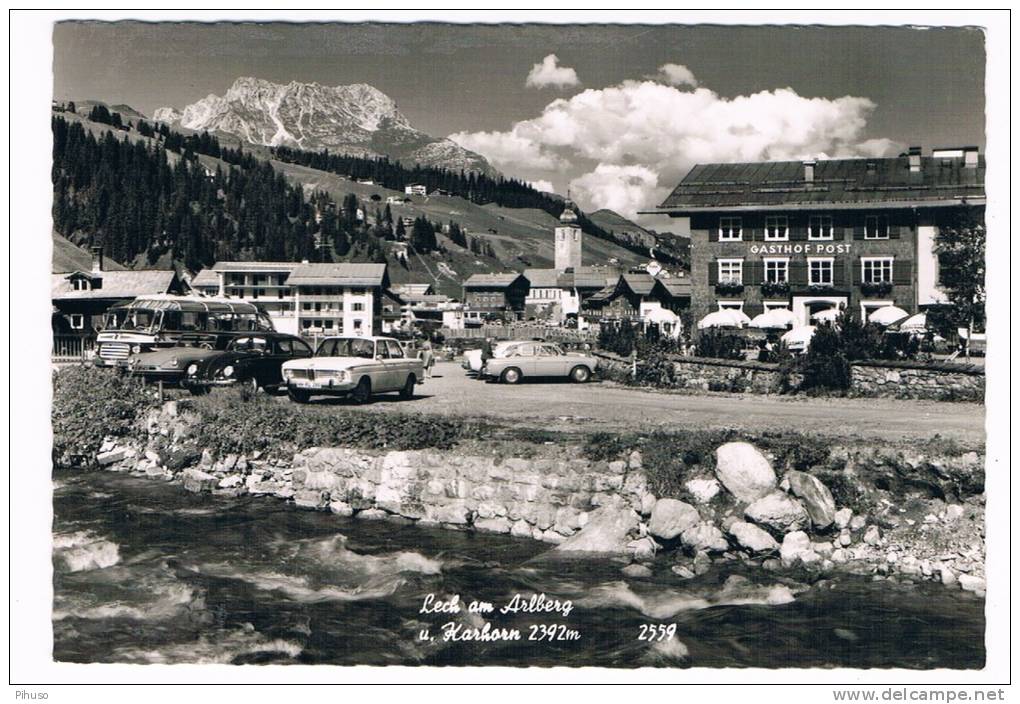 Ö-1284   LECH Am ARLBERG : Gasthaus Post Mit BMW, VW, CITROEN DS, - Autres & Non Classés