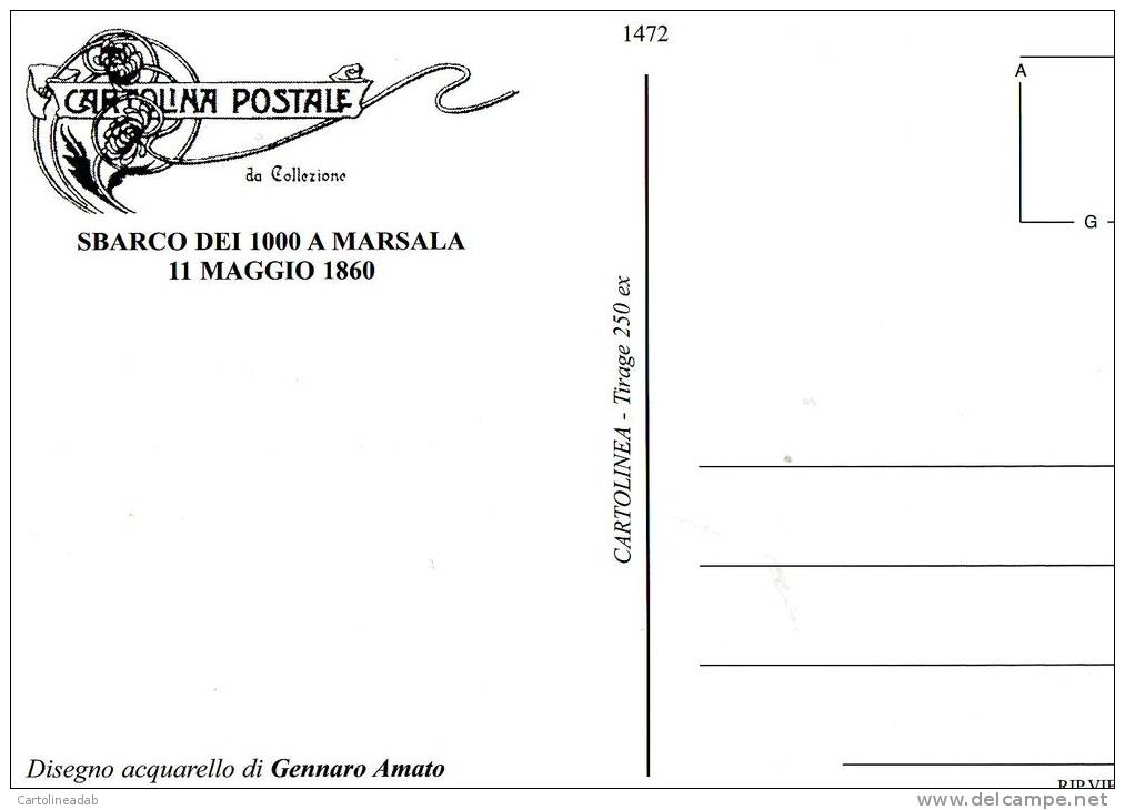 [DC1472] CARTOLINEA - 150 ANNI DELL´UNITA´ D´ITALIA - SBARCO DEI MILLE A MARSALA 11 MAGGIO 1860 - Altri & Non Classificati