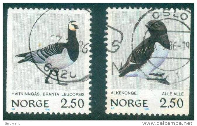 Norwegen  1983  Freimarken - Vögel  (2 Gest. (used) Kpl. )  Mi: 883-84 (0,50 EUR) - Oblitérés